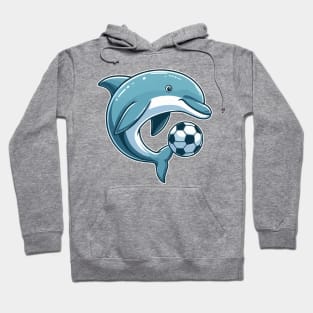 dolphin cartoon as a soccer player Hoodie